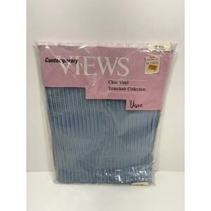 Vinyl Tablecloth Contemporary Views  70" x 52" (Rectangular) Blue Pleats Pleated